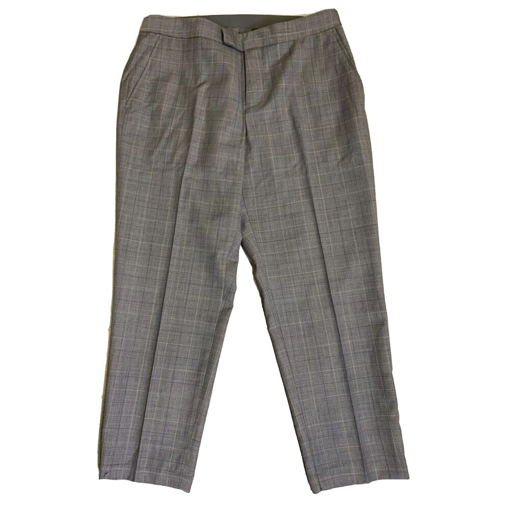 NWOT Doc & Amelia Cintas Womens Plaid Pants Size 6 Wool Blend Gray Office Preppy